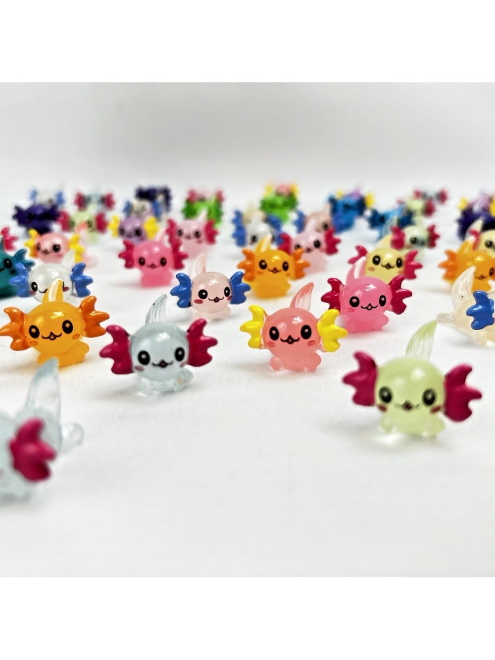 Axolotl 1" Charms - Plastic Translucent & Opaque Lot of 50+ Crafts or Display